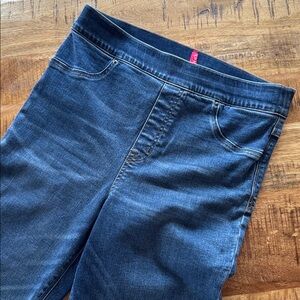 SPANX Denim pull on Flare Jeans with frayed hem